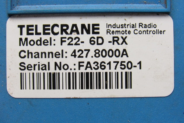 Telecrane F22-6D-RX 110V Radio Remote Control Receiver Overhead Crane