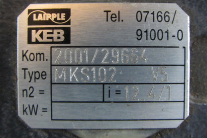 LAIPPLE KEB MKS 102 V5 12.4:1 Ratio Cast Iron Gear Box Speed Reducer C Face