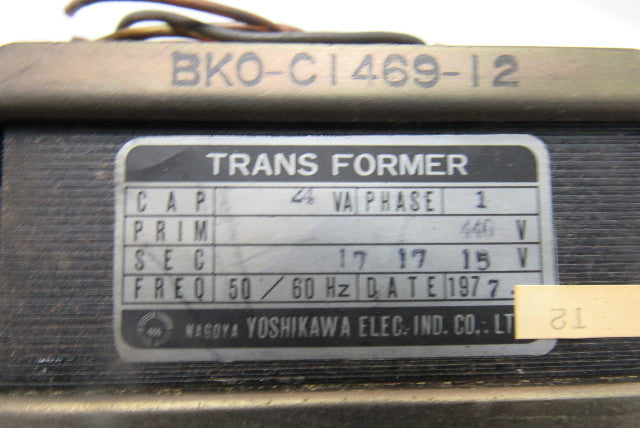 Yoshikawa BK0-C1469-12 440V Primary 17/17-15V Secondary 24vA 1Ph Transformer