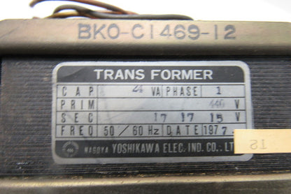Yoshikawa BK0-C1469-12 440V Primary 17/17-15V Secondary 24vA 1Ph Transformer
