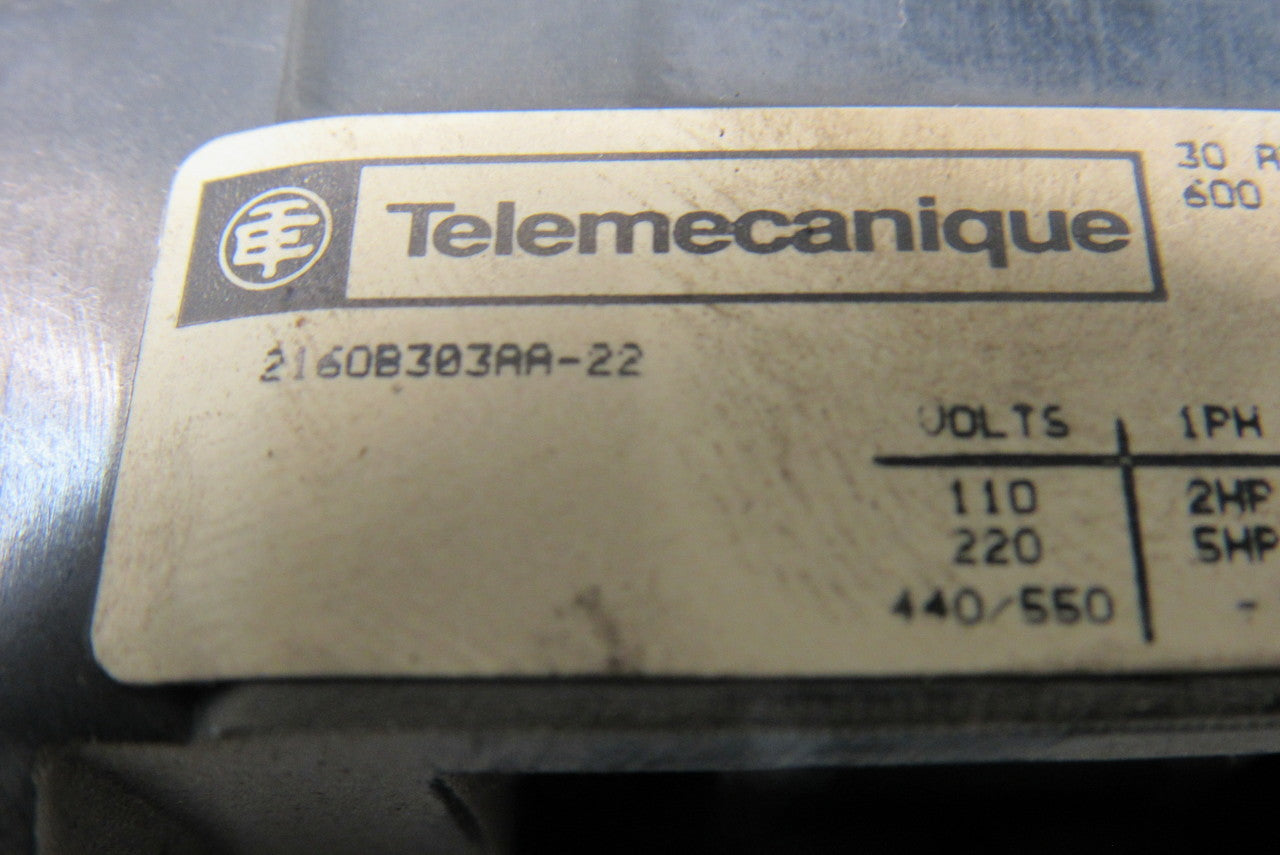 Telemecanique 2160B303AA-22 600V 30A Magnetic Contactor 110V Coil