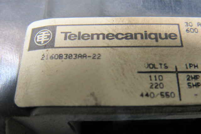 Telemecanique 2160B303AA-22 600V 30A Magnetic Contactor 110V Coil