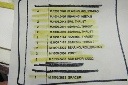 Giddings Lewis Headstock Rebuild Kit Spacer Bearings Posts Thrust Bearings