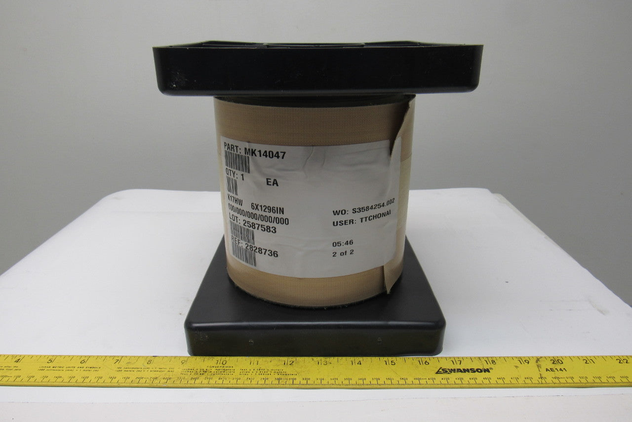 MK14047 6" x 1296" 0.0195" Thick Smooth Interwoven Conveyor Belting