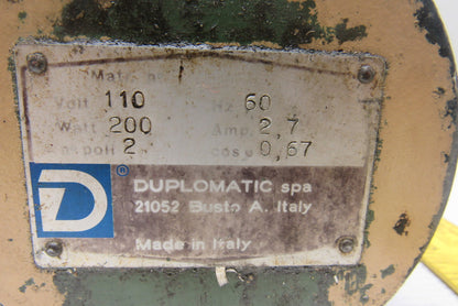 Diplomatic BRM 210 110V 200W 60Hz Servo Motor From 4 Station CNC Turret