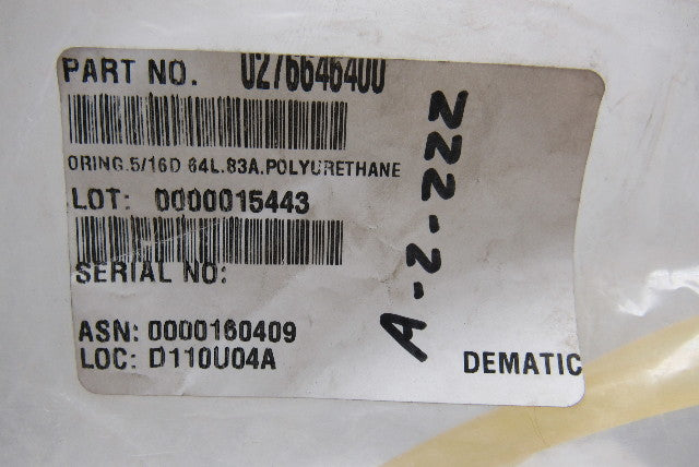 Dematic 0276646400 5/16" Diameter Polyurethane Drive O-Ring 64" L