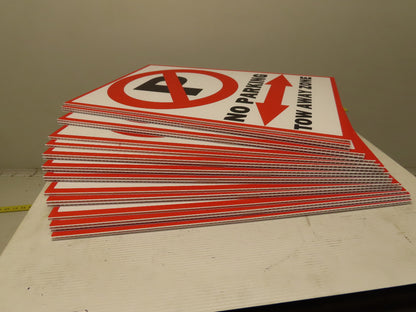 18x12" Corrugated Plastic Traffic Control Sign NO PARKING TOW AWAY ZONE Lot/20