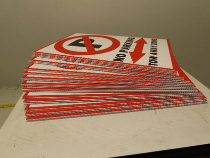 18x12" Corrugated Plastic Traffic Control Sign NO PARKING TOW AWAY ZONE Lot/20