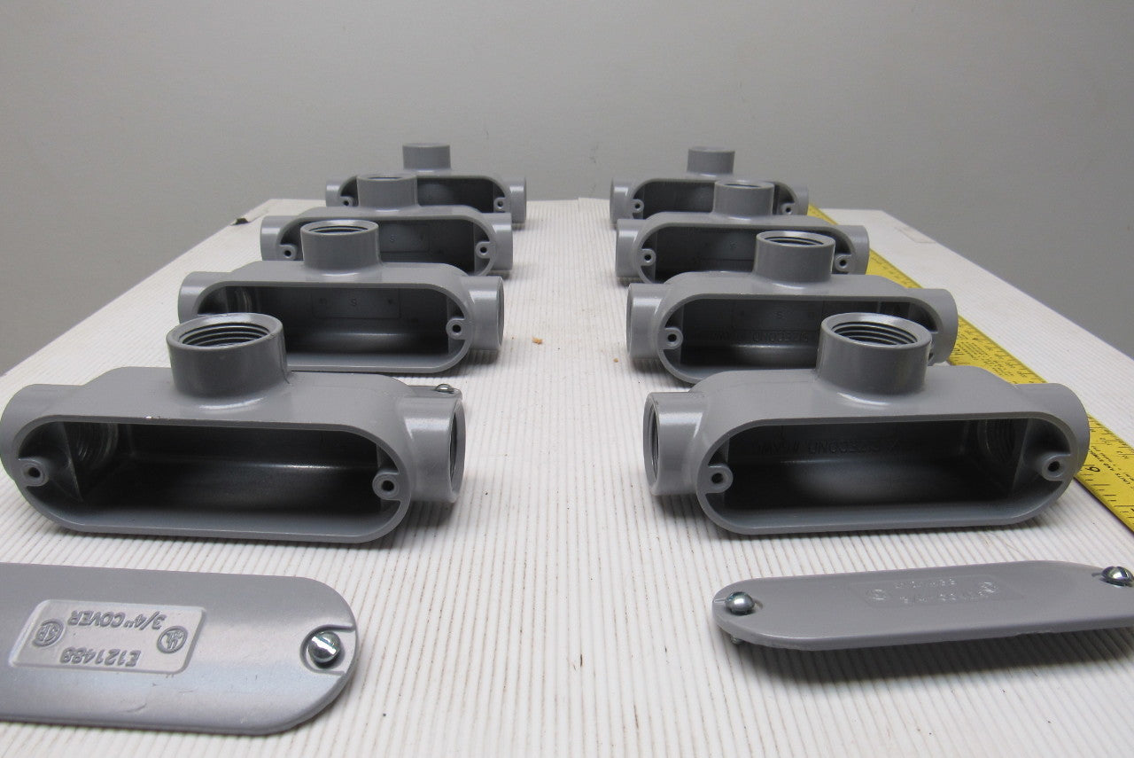 Neer TC-75 3/4" Conduit Body 3 Way With Non Gasketed Covers Lot Of 8