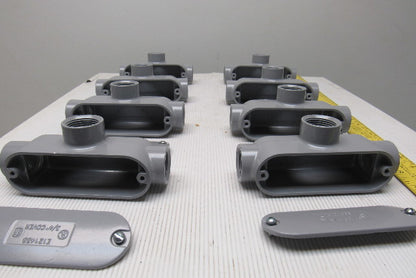 Neer TC-75 3/4" Conduit Body 3 Way With Non Gasketed Covers Lot Of 8