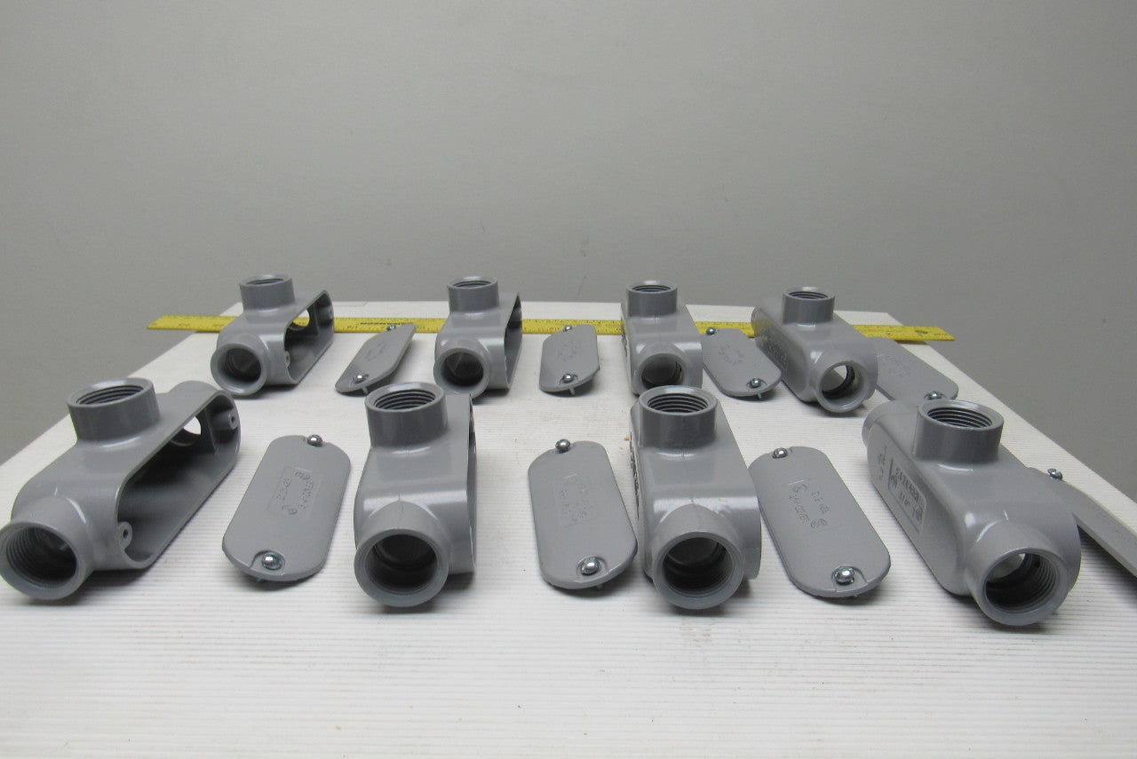 Neer TC-75 3/4" Conduit Body 3 Way With Non Gasketed Covers Lot Of 8