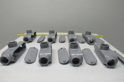 Neer TC-75 3/4" Conduit Body 3 Way With Non Gasketed Covers Lot Of 8