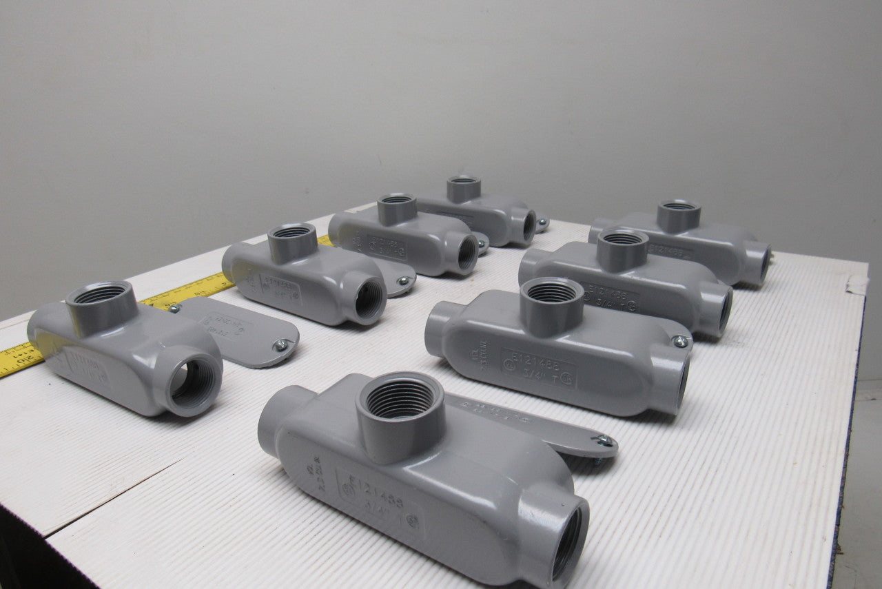 Neer TC-75 3/4" Conduit Body 3 Way With Non Gasketed Covers Lot Of 8