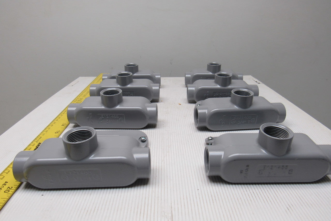 Neer TC-75 3/4" Conduit Body 3 Way With Non Gasketed Covers Lot Of 8