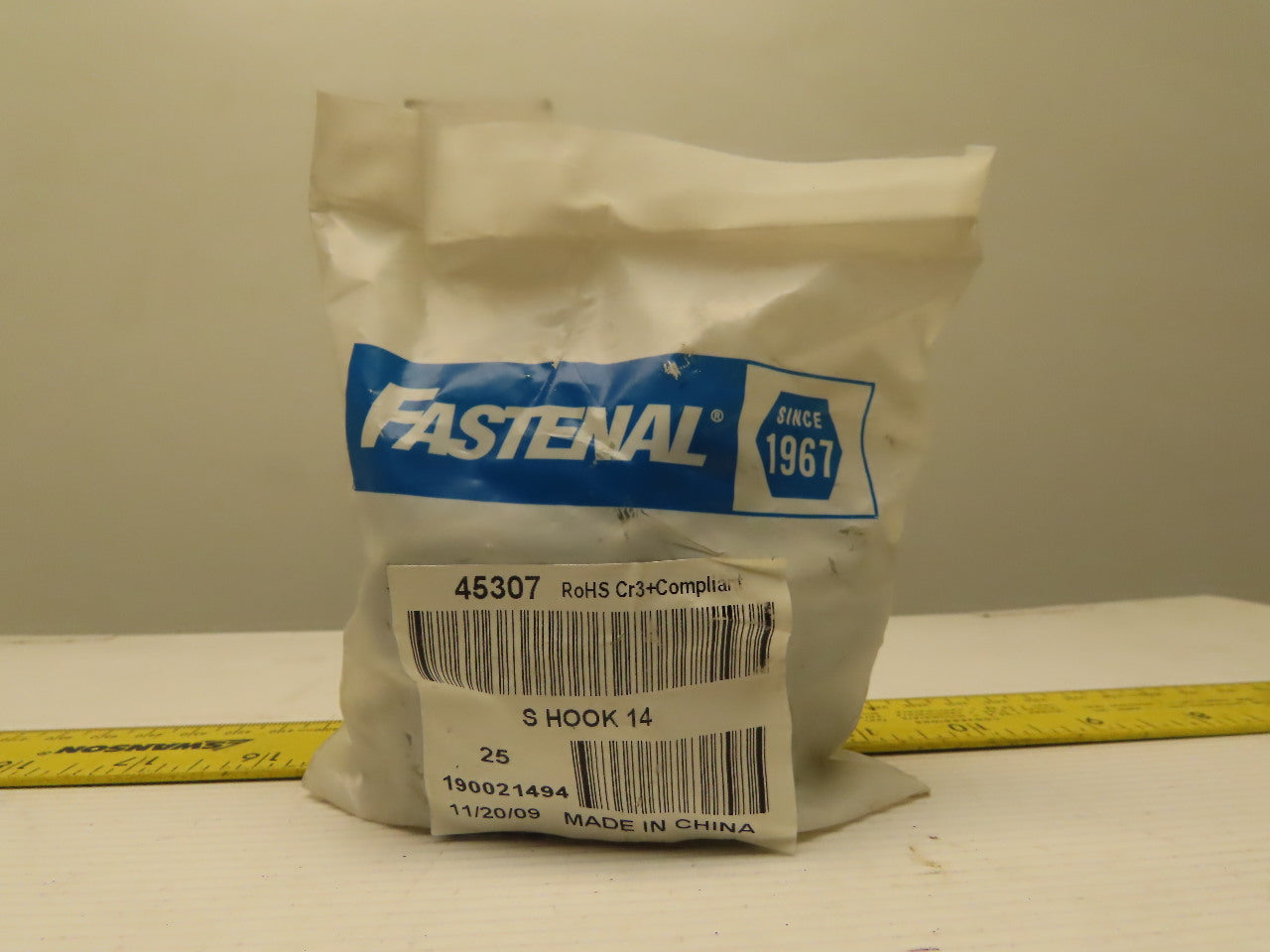 Fastenal #14 2" Zinc Steel Open Ended S Hook .187" Wire Lot Of 25