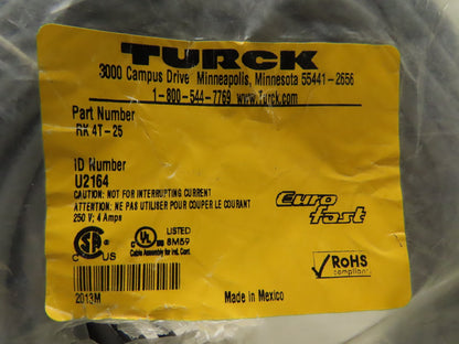Turck RK4T-25 M12 Female Straight 3 Wire 25 Meter Cable