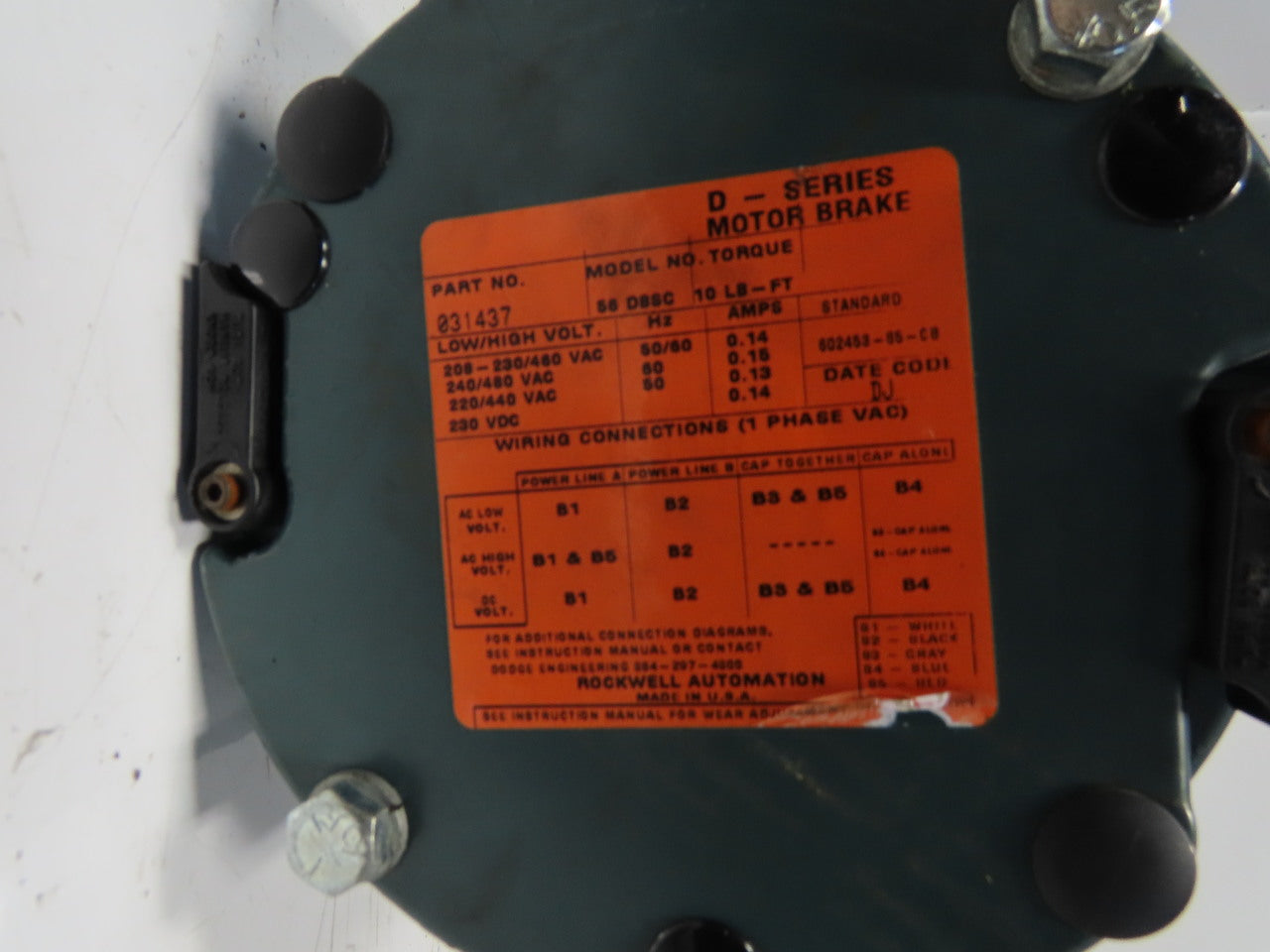 Dodge 26S15R 15:1 Ratio 117RPM 2Hp 208-230/460V 60Hz Right Hand Gear Motor