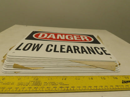 OSHA Safety DANGER LOW CLEARANCE Sign 10" x 7" Lot Of 15
