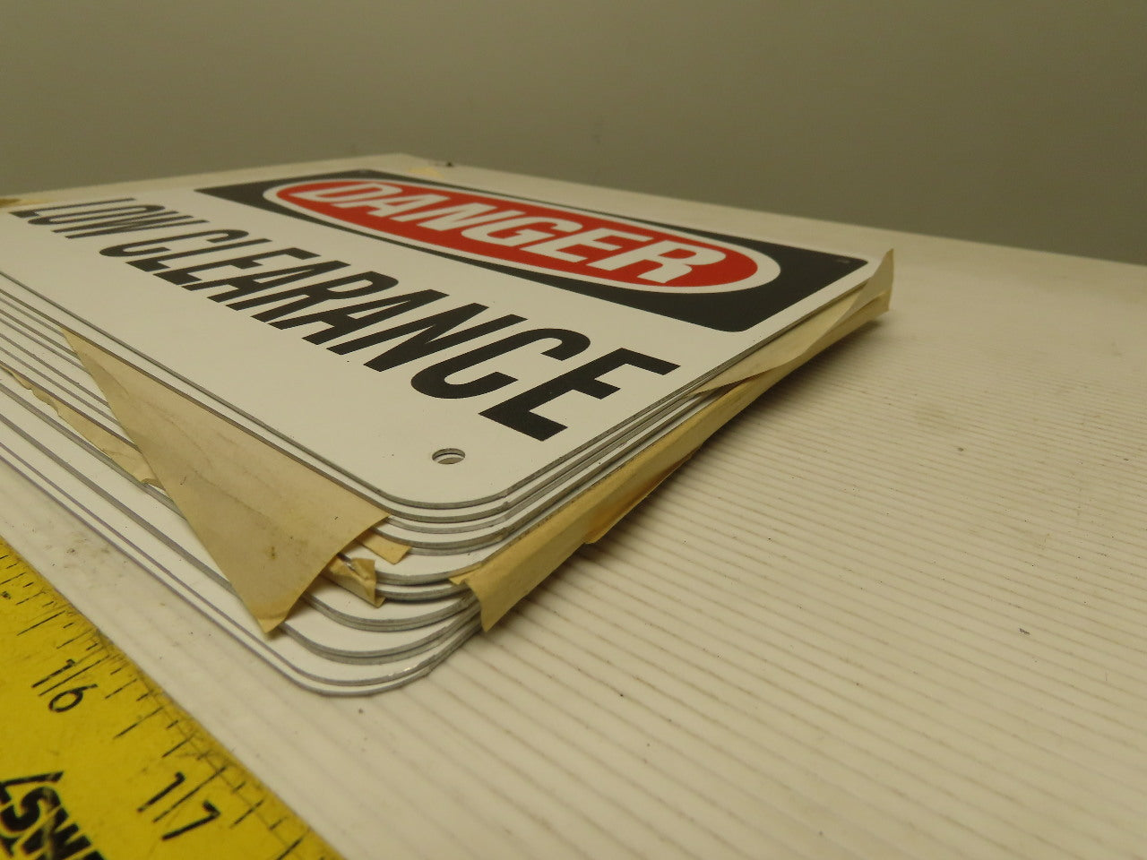 OSHA Safety DANGER LOW CLEARANCE Sign 10" x 7" Lot Of 15