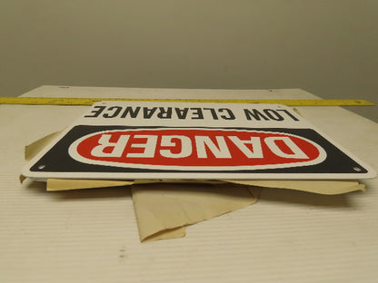 OSHA Safety DANGER LOW CLEARANCE Sign 10" x 7" Lot Of 15
