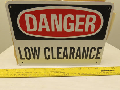 OSHA Safety DANGER LOW CLEARANCE Sign 10" x 7" Lot Of 15