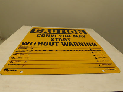 Rapistan Double Sided OSHA CONVEYOR MAY START WITHOUT WARNING Sign 14x10" Lot/8