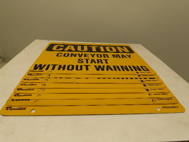Rapistan Double Sided OSHA CONVEYOR MAY START WITHOUT WARNING Sign 14x10" Lot/8