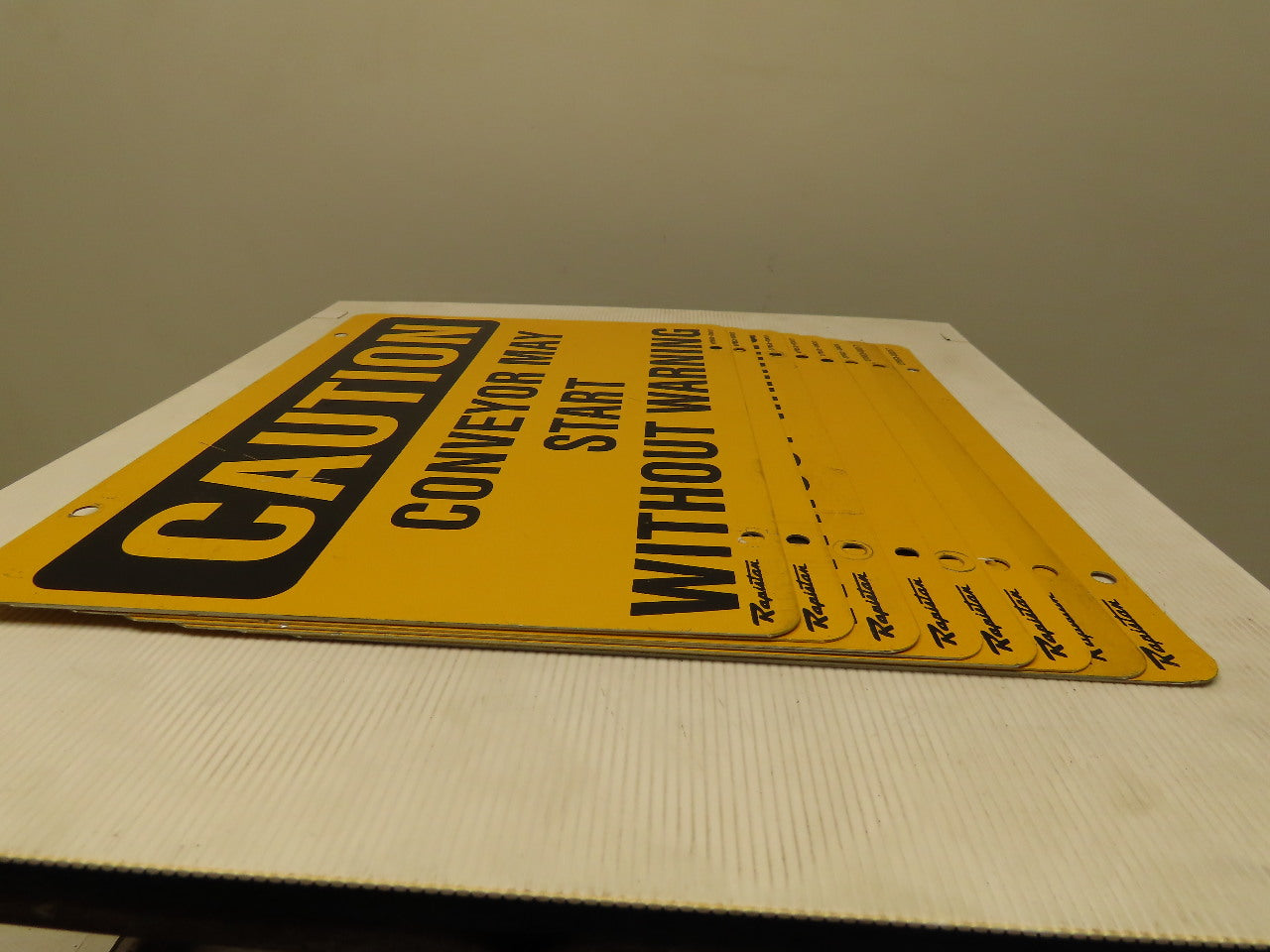 Rapistan Double Sided OSHA CONVEYOR MAY START WITHOUT WARNING Sign 14x10" Lot/8