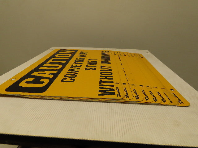 Rapistan Double Sided OSHA CONVEYOR MAY START WITHOUT WARNING Sign 14x10" Lot/8