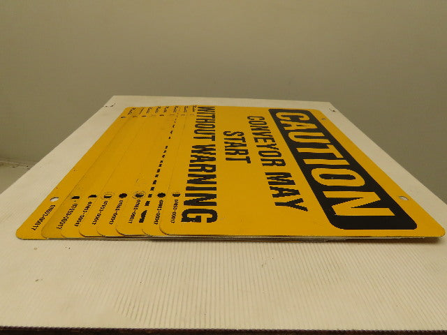Rapistan Double Sided OSHA CONVEYOR MAY START WITHOUT WARNING Sign 14x10" Lot/8