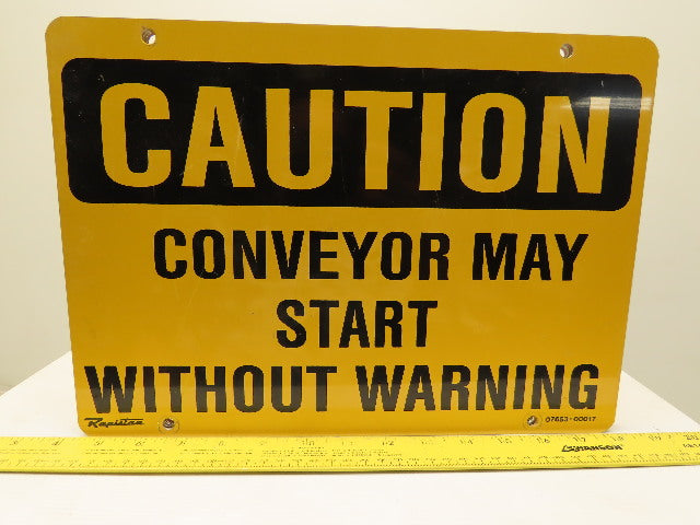 Rapistan Double Sided OSHA CONVEYOR MAY START WITHOUT WARNING Sign 14x10" Lot/8