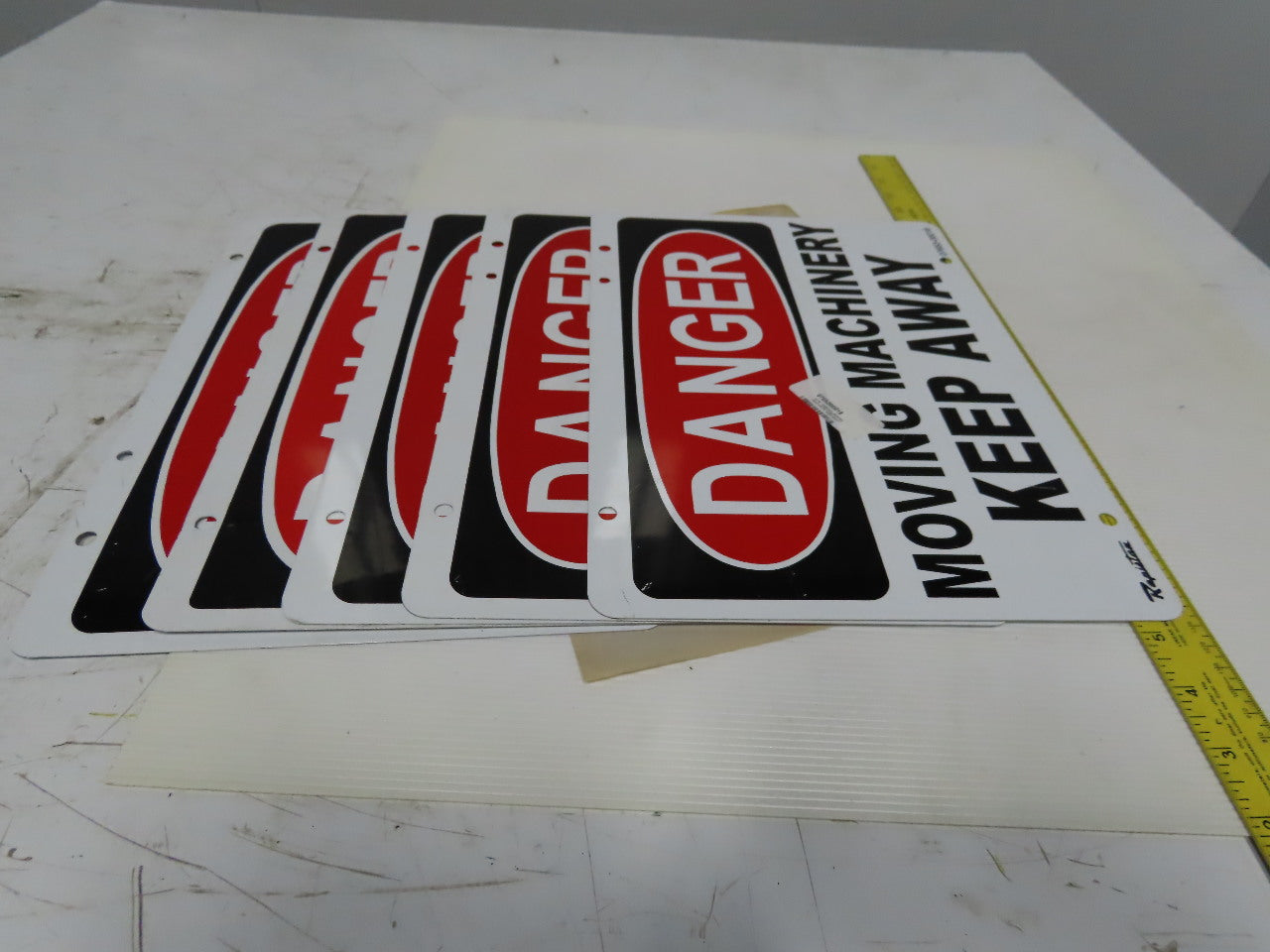 Rapistan 14" x 10" DANGER MOVING MACHINERY KEEP OUT Dbl Sided Lot Of 5