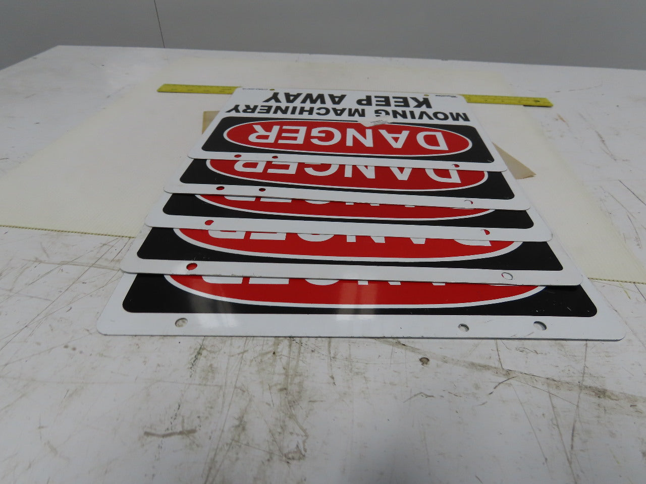 Rapistan 14" x 10" DANGER MOVING MACHINERY KEEP OUT Dbl Sided Lot Of 5