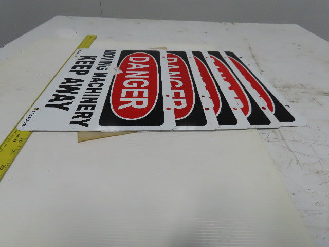 Rapistan 14" x 10" DANGER MOVING MACHINERY KEEP OUT Dbl Sided Lot Of 5