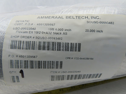 Beltech Flexam EX 10/2 0+A32 20" Longitudinal Ribbed Conveyor Belt 15'4"