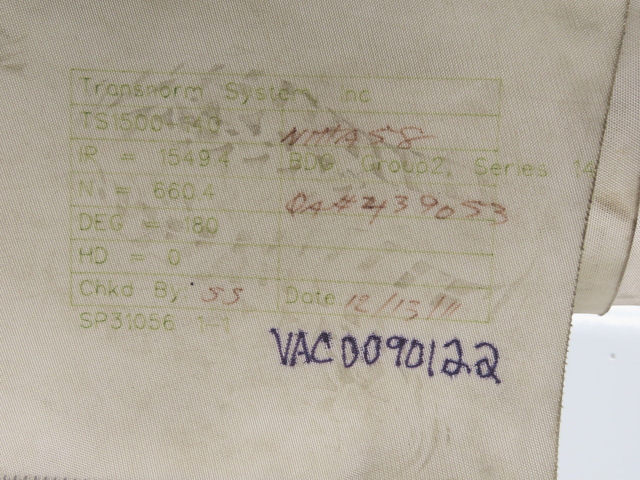 Transnorm TS1500-140 180° 27-1/2" W IR=1549.4 N= 660.4 Conveyor Belt
