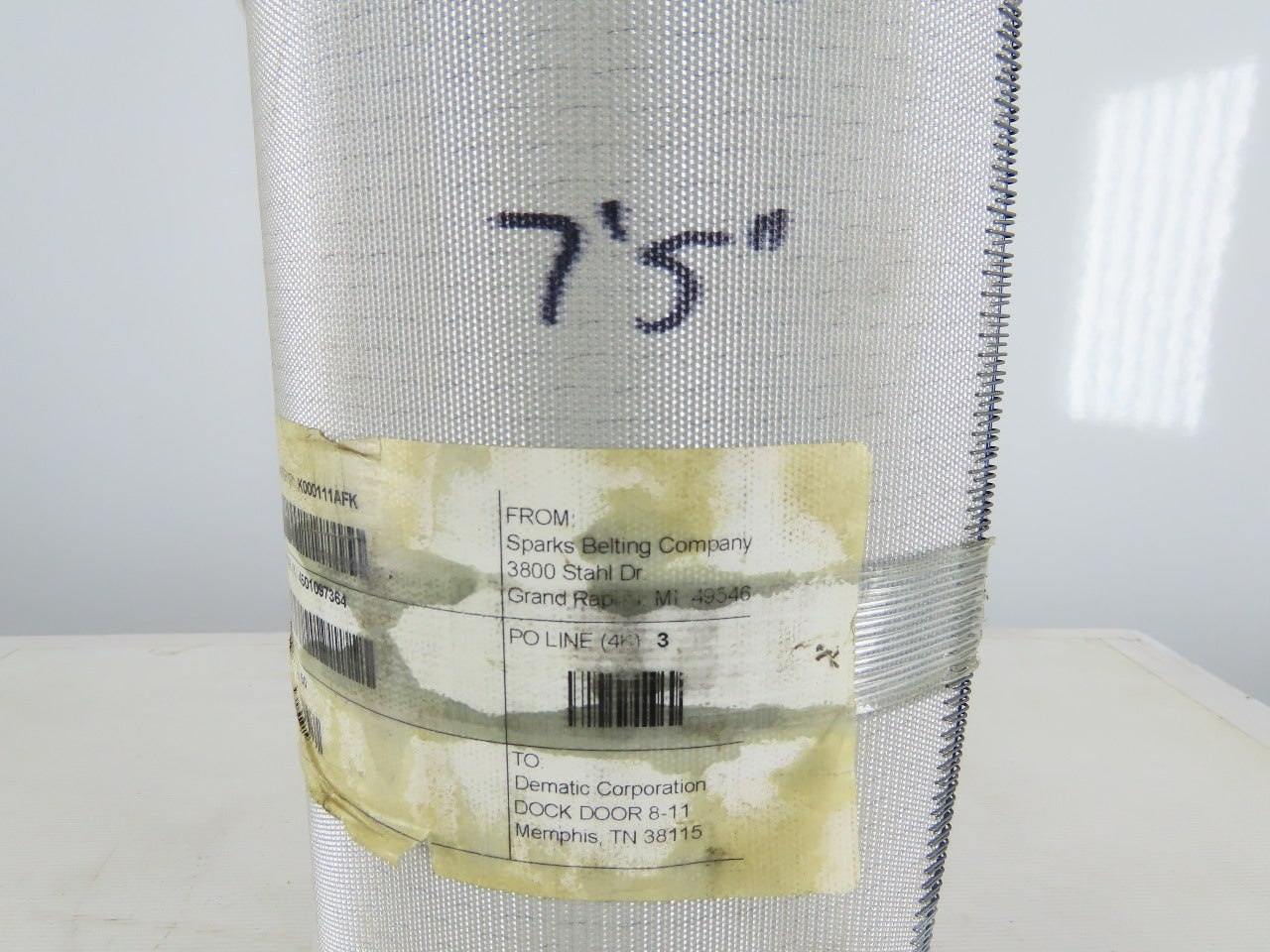 Sparks 20" Woven Back 2 Ply Smooth Top Conveyor Belt 7'5"