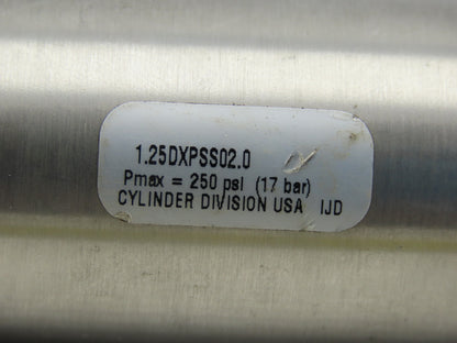 Atlas 1.25DXPSS02.0 1-1/4" Bore 2" Stroke Double Acting Air Cylinder