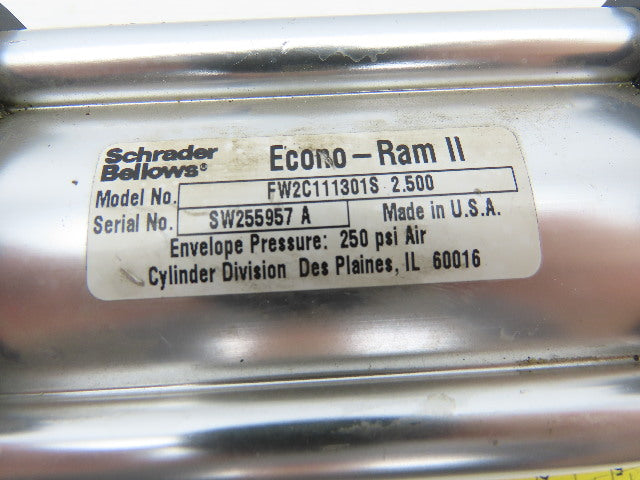 Schrader Bellows FW2C111301S 1-3/4" Bore 2.5" Stroke Extended Shaft Air Cylinder