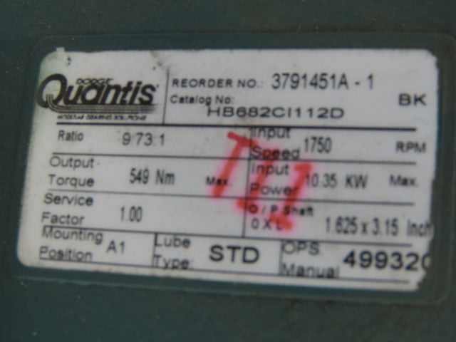 Dodge HB682CI112D 9.73:1 Ratio 362.8RPM 6.15kW 480V Helical Gear Reducer Motor