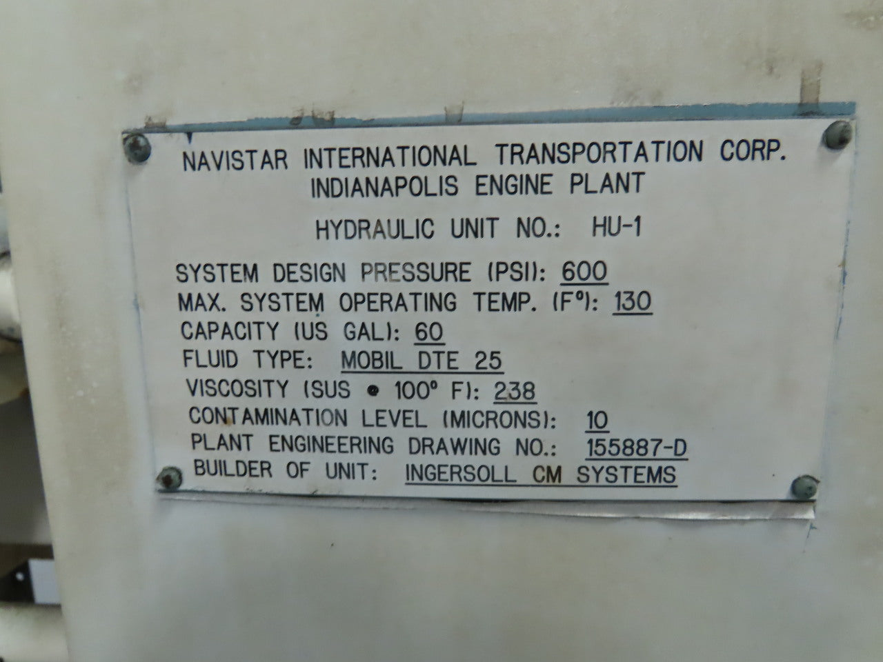 Rexroth 10Hp Hydraulic Power Unit 60 Gal PKC62N00 Pump 460V 3Ph