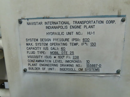 Rexroth 10Hp Hydraulic Power Unit 60 Gal PKC62N00 Pump 460V 3Ph