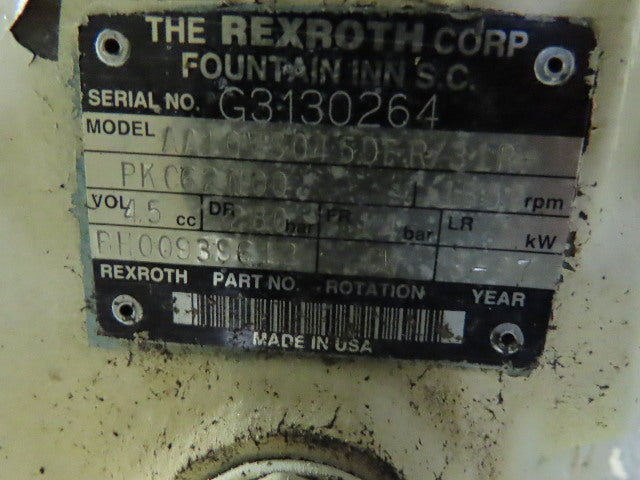 Rexroth 10Hp Hydraulic Power Unit 60 Gal PKC62N00 Pump 460V 3Ph