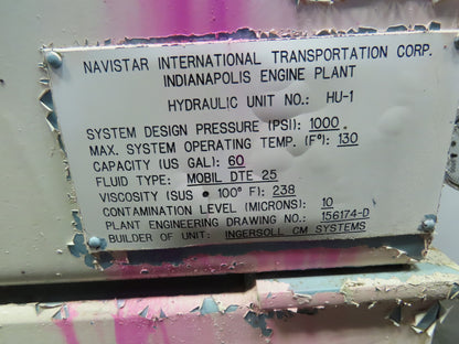 Rexroth 10Hp Hydraulic Power Unit 60 Gal PKC62N00 Pump 460V 3Ph