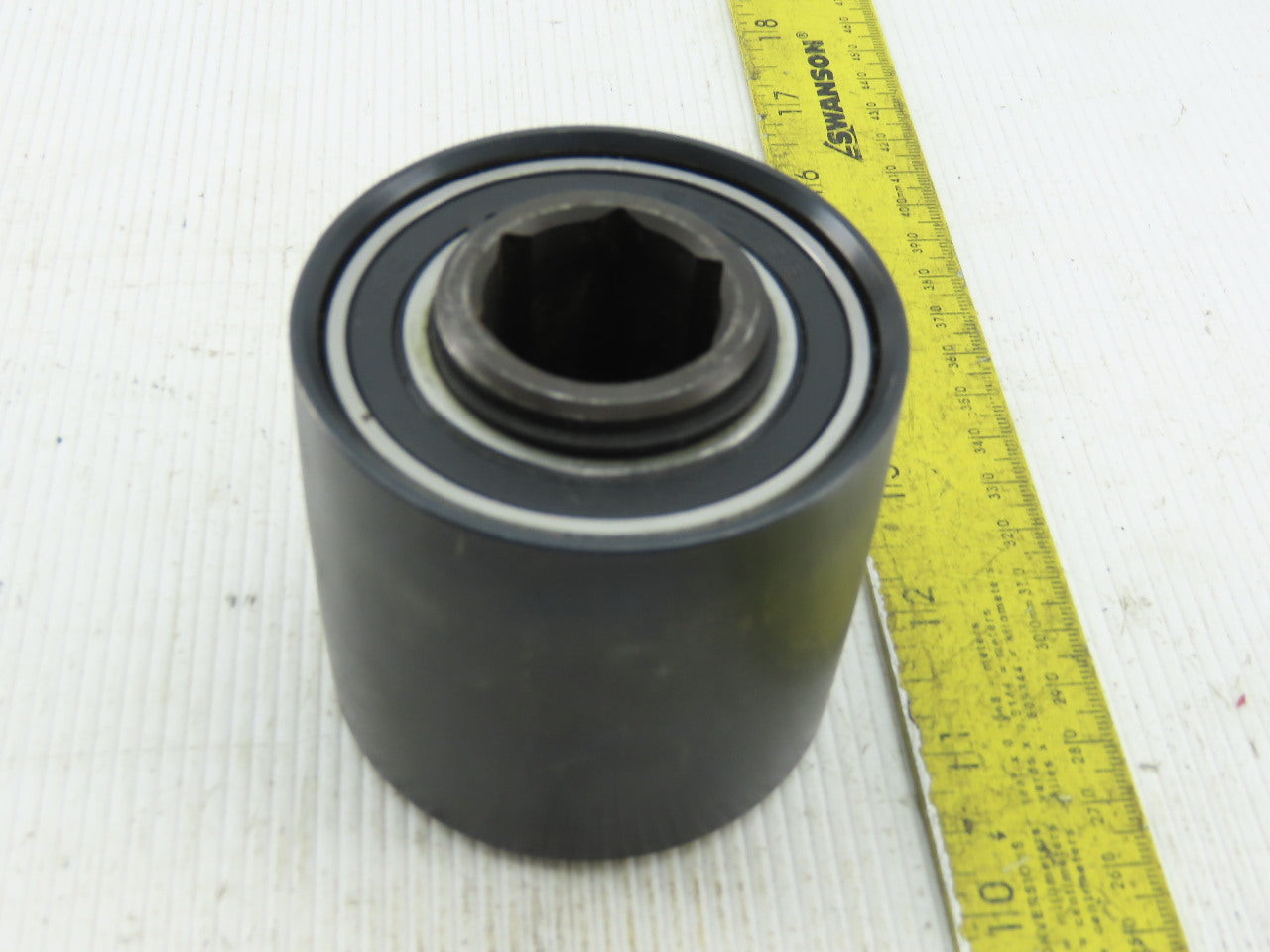 3" x 2-5/8" Crowned  Face Belt idler Pulley 1-1/16" Hex Bore
