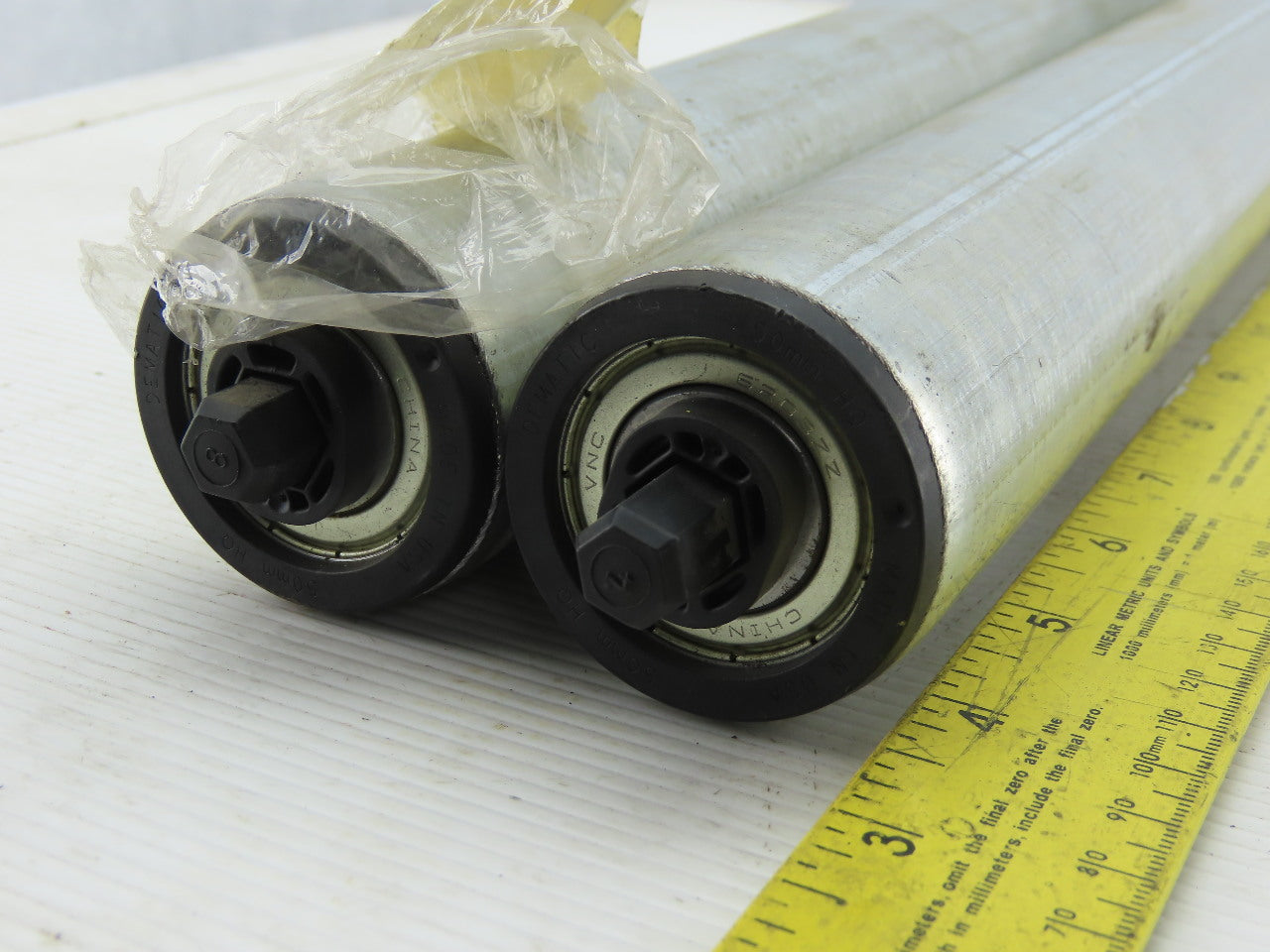 Dematic 50mm OD 16-3/8" BF 15-3/4" Face Width Gravity Conveyor Roller Lot Of 2