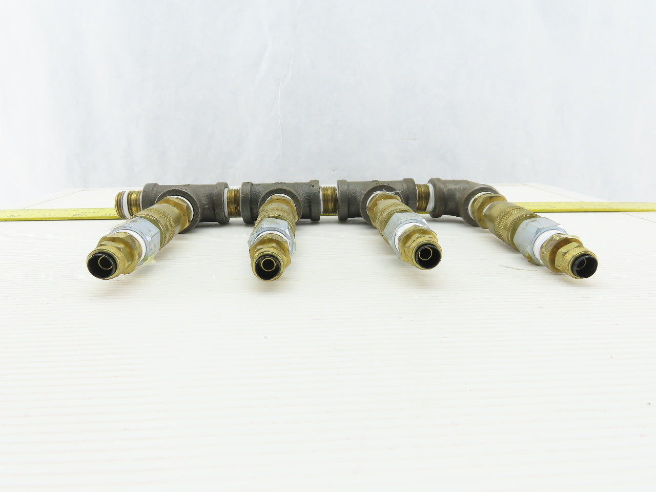 4 Way Air Hose Splitter Manifold 1/2" NPT Quick Disconnect Fittings