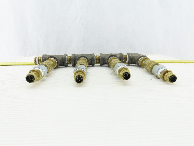 4 Way Air Hose Splitter Manifold 1/2" NPT Quick Disconnect Fittings