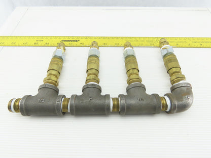 4 Way Air Hose Splitter Manifold 1/2" NPT Quick Disconnect Fittings