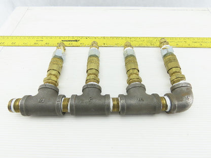 4 Way Air Hose Splitter Manifold 1/2" NPT Quick Disconnect Fittings